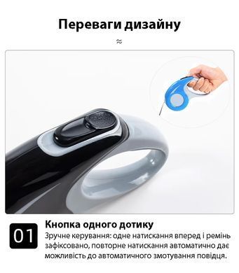 Повідець-рулетка для собак та котів 5м SJ-208 Gray-Black сіро-чорний