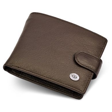 Шкіряне чоловіче портмоне на кнопці ST Leather ST104 Чорний, Коричневий