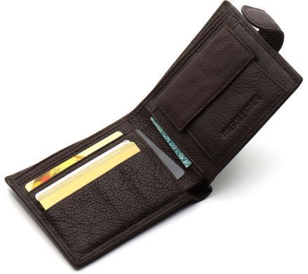 Шкіряне чоловіче портмоне на кнопці ST Leather ST104 Чорний, Коричневий