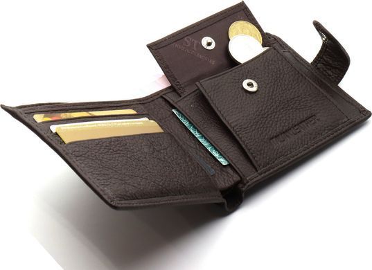 Шкіряне чоловіче портмоне на кнопці ST Leather ST104 Чорний, Коричневий