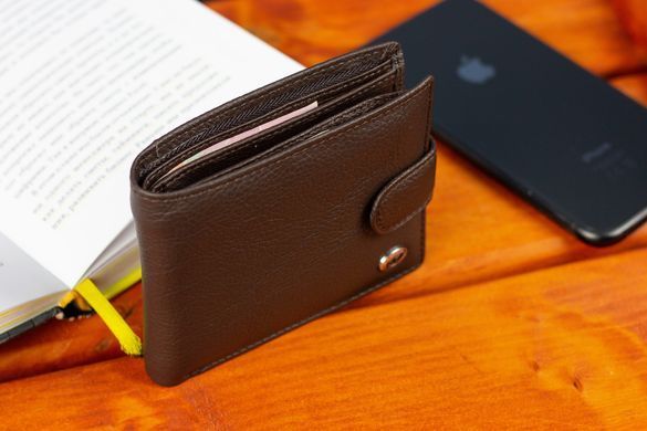 Шкіряне чоловіче портмоне на кнопці ST Leather ST104 Чорний, Коричневий