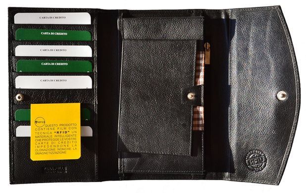 Женский кожаный кошелек Italian fabric bags 7083 black