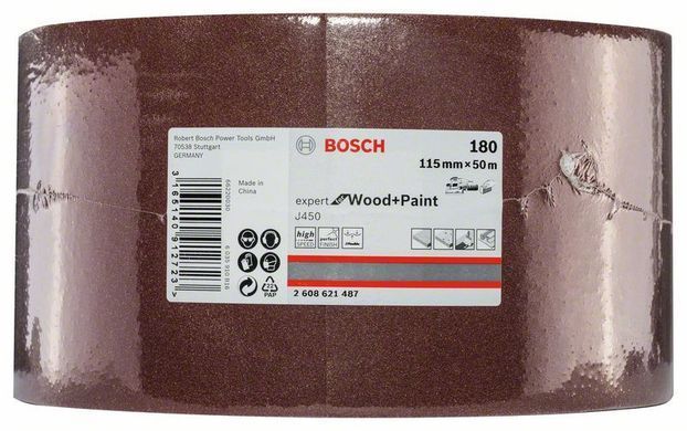 Шліфрулон Bosch J450 на тканинній основі G180 - 115mmX50.000mm (2608621487)