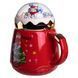 Чашка фарфоровая с крышкой Christmas 400 (мл) Красный Yiwu FM-CS-41D