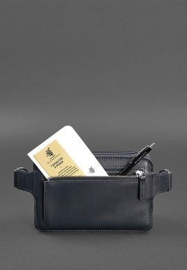 Шкіряна поясна сумка Dropbag Mini темно-синя, натуральна шкіра Krast