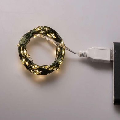 Гірлянда роса 10 метрів USB на 100 led світлодіодів крапля на зеленому дроті USB100L10MGY