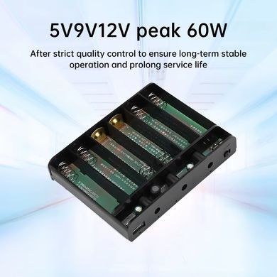 Корпус бесперебойника ups для роутера и видеонаблюдения 9в 12в USB 5В сменные аккумуляторы 18650, Черный