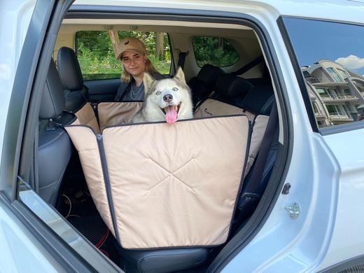 Автогамак Трансформер для Собак Happy Travel Beige з захистом дверей 120х145см