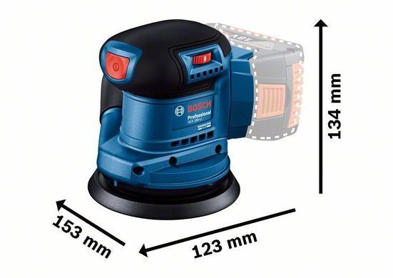 Акумуляторна ексцентрикова шліфувальна машина Bosch GEX 185-Li SOLO (06013A5020) без акум та зарядки, Коричневий