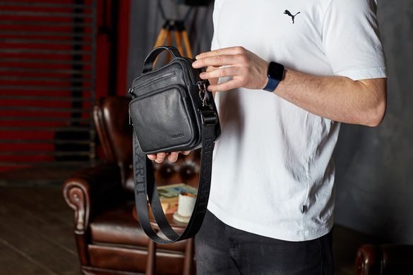 Чоловіча сумка з натуральної шкіри через плече BEXHILL BX-20459, Черный