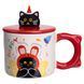 Чашка фарфоровая с крышкой Kitten's Birthday 400 (мл) подарочная кружка прикольная чашка для детей на подарок Красный FM-24D