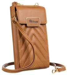Сумка-кошелек женская из экокожи с карманом для телефона Peterson PTN M-10 бежевая