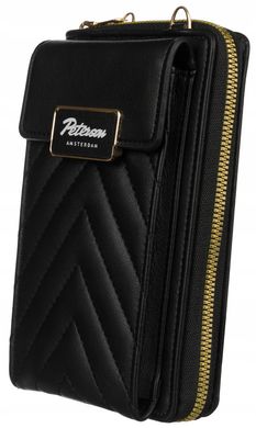 Сумка-гаманець жіноча із екошкіри з кишенею для телефону Peterson PTN M-10 червона, Черный, Искуственная кожа, Блискавка