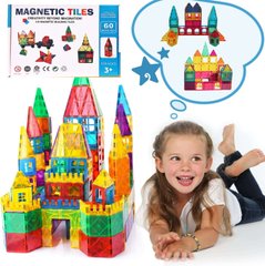 Магнітний конструктор кольорові магнітні блоки плитки 60 деталей розвиваючий набір для дітей Magcastle