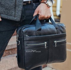 Чоловіча шкіряна сумка для ноутбука та документів Tiding Bag MK 3328 чорна, Черный