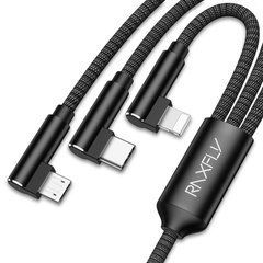 Кабель для зарядки універсальний 3 в 1 RAXFLY RAX149354 BLACK (Lightning, microUSB, Type-C)
