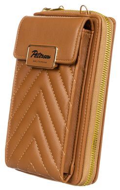 Сумка-гаманець жіноча із екошкіри з кишенею для телефону Peterson PTN M-10 бежева