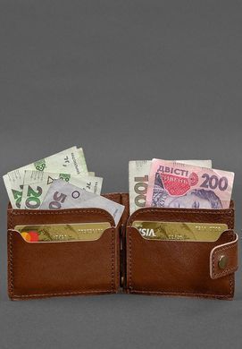Шкіряне портмоне 13.1 затискач з хлястиком світло-коичневий краст, натуральна шкіра Краст