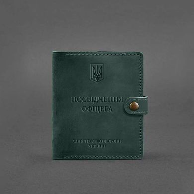 Шкіряна обкладинка-портмоне для посвідчення офіцера 11.0 зелена Crazy Horse, Зелений, натуральна шкіра Crazy Horse, прозора перегородка - пластифікований ПВХ (полівінілхлорид)