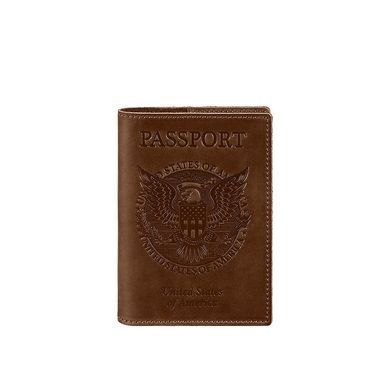 Кожаная обложка для паспорта с американским гербом светло-коричневая