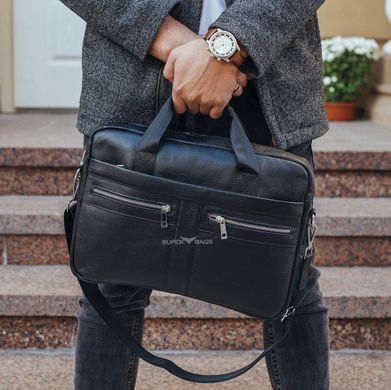 Чоловіча шкіряна сумка для ноутбука та документів Tiding Bag MK 3328 чорна, Черный