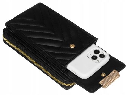 Сумка-гаманець жіноча із екошкіри з кишенею для телефону Peterson PTN M-10 червона, Черный, Искуственная кожа, Блискавка