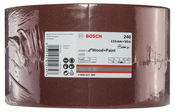Шліфрулон Bosch J450 на тканинній основі G180 - 115mmX50.000mm (2608621487)Шліфрулон Bosch J450 на тканинній основі G240 -