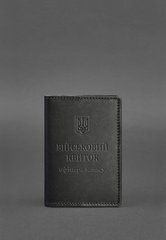 Шкіряна обкладинка для військового квитка офіцера запасу 8.0 Чорна, натуральна шкіра Краст, прозора перегородка - пластифікований ПВХ (полівінілхлорид)