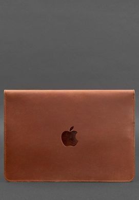 Кожаный чехол-конверт на магнитах для MacBook 15 дюйм Светло-коричневый Crazy Horse