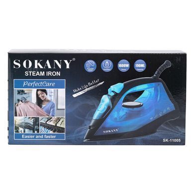 Ручной паровой утюг 1600 Вт с керамическим покрытием для одежды Синий Sokany SK-11005