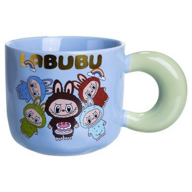 Чашка порцелянова Labubu Bring Joy 400 (мл) подарункова кружка прикольна чашка для дітей на подарунок FM-22C, Блакитний