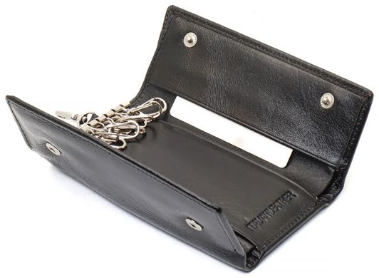 Чорна ключниця з натуральної шкіри із відділенням для грошей ST Leather B416, Черный
