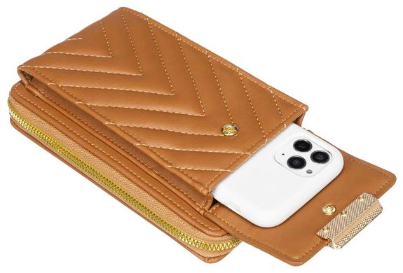 Сумка-гаманець жіноча із екошкіри з кишенею для телефону Peterson PTN M-10 червона, Бежевий, Искуственная кожа, Блискавка
