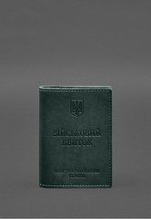 Шкіряна обкладинка для військового квитка з кишенями 7.2 зелений краст, Зелений, натуральна шкіра Краст, прозора перегородка - пластифікований ПВХ (полівінілхлорид)