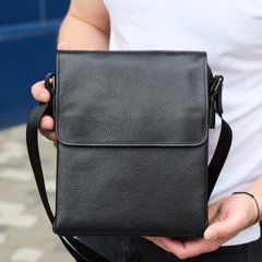 Сумка месенджер 21.5x25x7 шкіряна барсетка для чоловіків Tiding Bag 35775 чорна, Черный