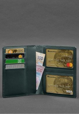 Кожаная обложка-органайзер для документов 6.1 зеленый краст