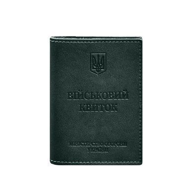 Шкіряна обкладинка для військового квитка з кишенями 7.2 зелений краст, Зелений, натуральна шкіра Краст, прозора перегородка - пластифікований ПВХ (полівінілхлорид)