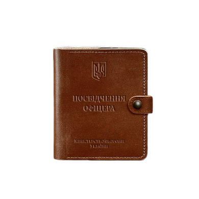 Шкіряна обкладинка-портмоне для посвідчення офіцера 11.0 світло-коричнева, Коричневий, натуральна шкіра Краст, прозора перегородка - пластифікований ПВХ (полівінілхлорид)