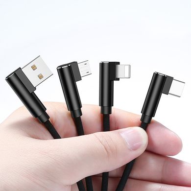 Кабель для заряджання універсальний 3 в 1 Lightning, microUSB, Type-C RAXFLY YXF20537 чорний