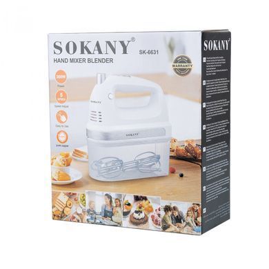 Миксер ручной Sokany SK-6631 с двумя насадками 400Вт