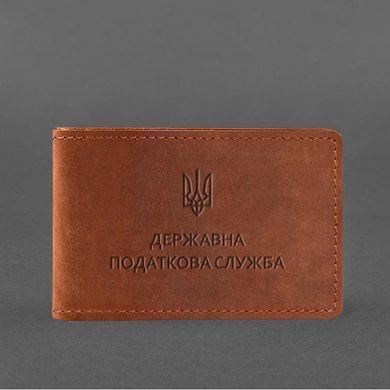 Кожаная обложка на удостоверение гражданской финансовой службы светло-коричневая Crazy Horse