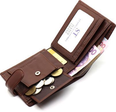 Коричневое мужское портмоне из натуральной кожи с фиксацией ST Leather ST103