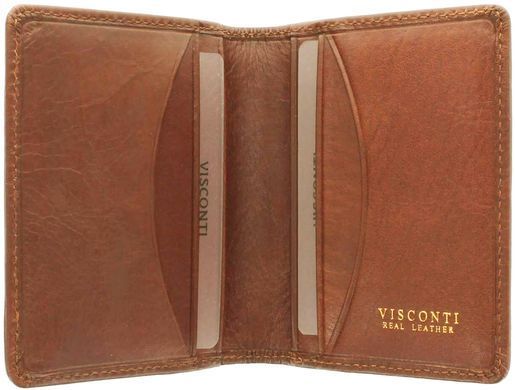 Визитница мужская кожаная Visconti TSC40 - CAMPER tan (RFID) коричневая