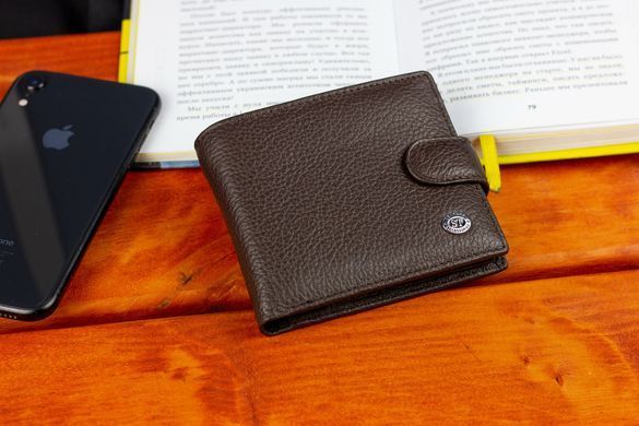 Коричневое мужское портмоне из натуральной кожи с фиксацией ST Leather ST103