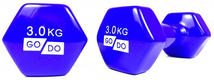 Гантелі для фітнесу вінілові 3 кг 2 шт. набір FORTE GO DO GD3B синій