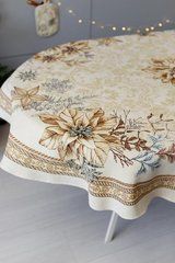 Новогодняя овальная скатерть Золотой праздник 180х135 см