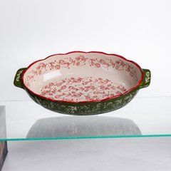 Форма для запекания Vintage 30&times;18&times;5 (см) овальная форма для выпекания в духовке с ручками Зеленая HM05-02