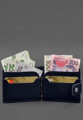 Шкіряне портмоне 13.1 затискач з хлястиком синій краст, натуральна шкіра Краст