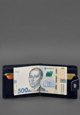 Шкіряне портмоне 13.1 затискач з хлястиком синій краст, натуральна шкіра Краст