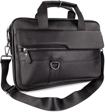 Офісна чоловіча шкіряна сумка для ноутбука і документів Tiding Bag K270837, Черный